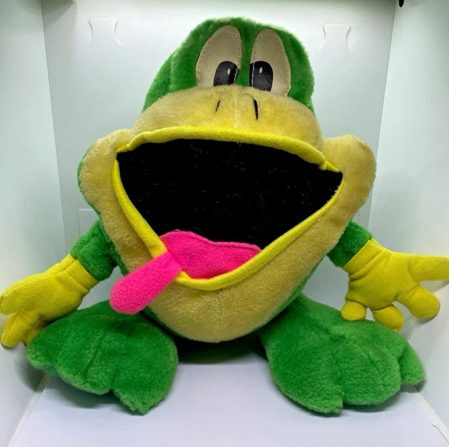 VINTAGE FLASHWELL FROG Plush Open Mouth Pink Tongue Retro Y2K Arcade ...