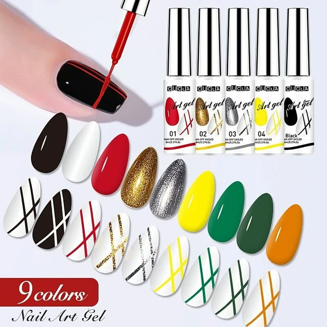 9 Colores Pintura Dibujo Liner Pluma Gel con Pincel Alambre Dibujo Gel Línea de Tirón