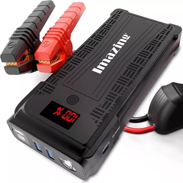 Jump Starter Car Battery Charger Portable 1600A Peak 18000mAh 12v Jump  Power Booster Pack Up to All Gas 7L Diesel Jumper Cables Dual USB Quick  Charge