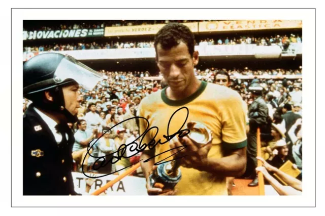 CARLOS ALBERTO Signed Autograph 12X8 PHOTO Signature Gift Print BRAZIL Soccer