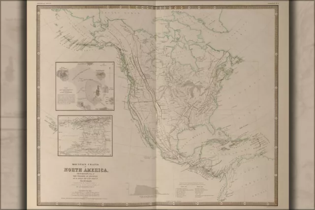 Poster, Many Sizes; Map Of Mountain Chains In North America 1848