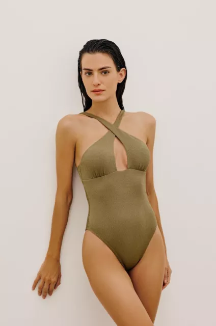 VIX Paula Hermanny womens Swimsuit Large Olive Firenze Noemie One Piece $248