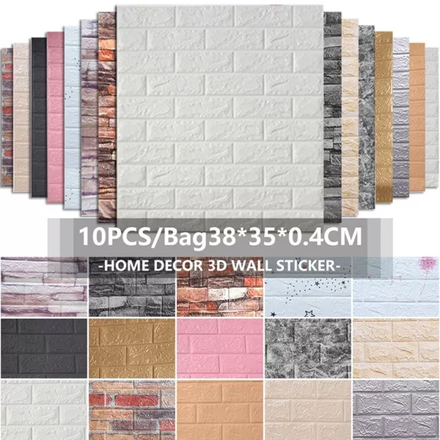 60PCS Large 3D Tile Brick Wall Sticker Soft Self-adhesive Waterproof Foam Panel