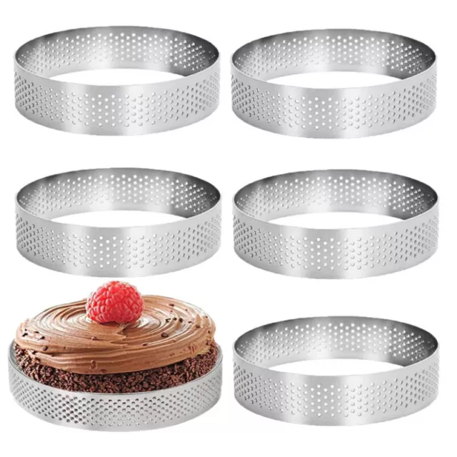 1/6x Stainless-Steel Round Tart Ring Mousse Cake Mould Kitchen Baking Tool 8CM
