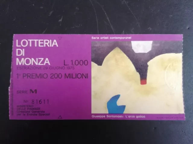 Biglietto Lotteria  Di Monza 1975