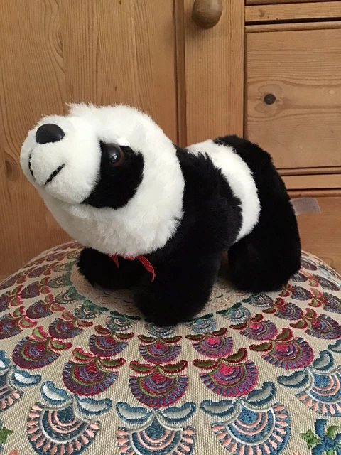 VINTAGE CHANTILLY PANDA Red Bow Black White Teddy Bear Soft Plush Toy ...