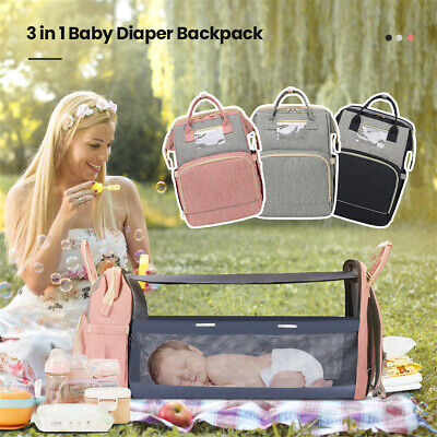 3 In 1 Foldbale Diaper Bag Baby Bed Portable Bassinet Crib Backpack Travel/Sleep