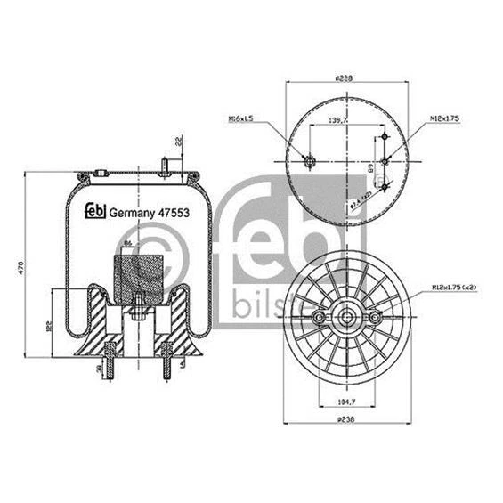 Febi Bilstein 47553 soffietto a molla