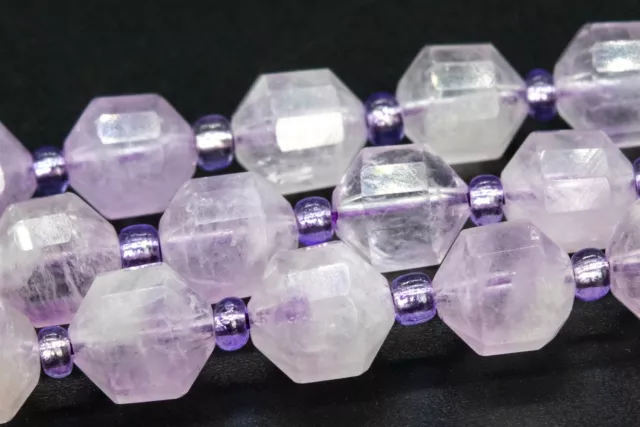 8x7MM Lavender Amethyst Faceted Bicone Barrel Drum Grade A Natural Loose Beads