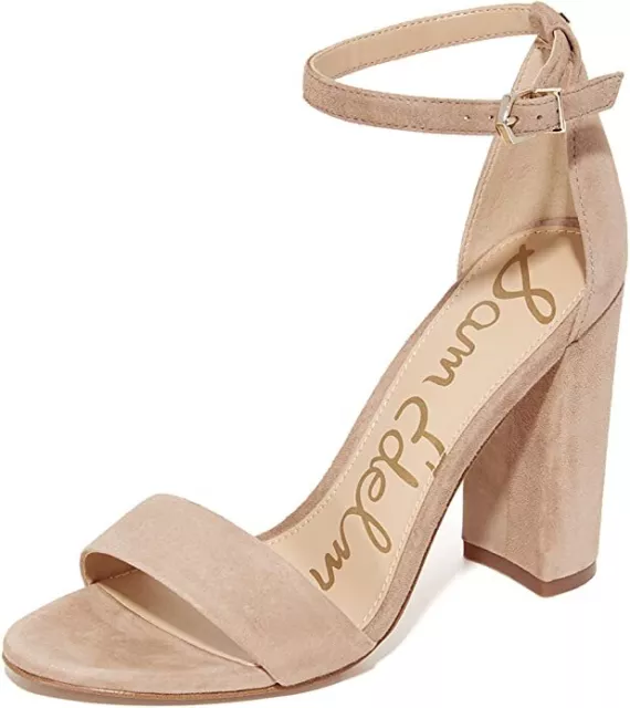 Sam Edelman Yaro Nude Suede Open Toe Adjustable Ankle Strap Heeled Sandals Pumps