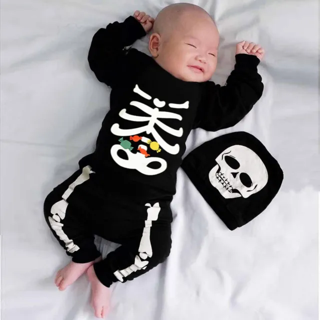 Set tuta con tuta Halloween stampe ossee per bambini bambini bambini bambini neonati