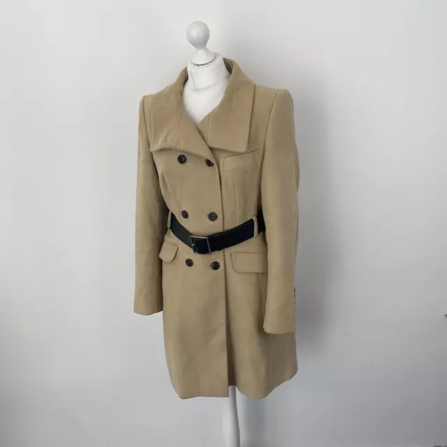 Karen Millen Trench Coat Beige Double Breasted Sz 14 UK Ladies