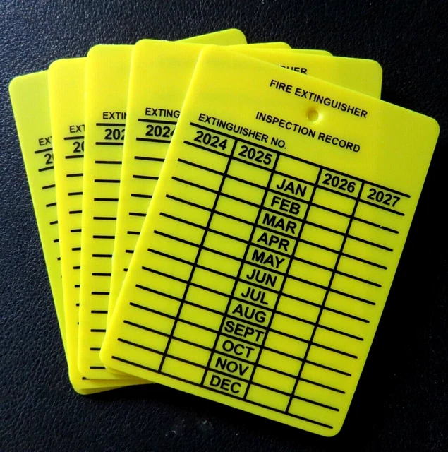 🔥🧯5-PLASTIC FIRE EXTINGUISHER 4-Year Inspection Tags 2024-2025-2026 ...