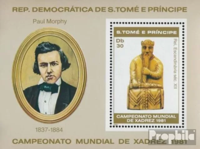 Briefmarken Sao Tome e Principe 1981 Mi Block66A postfrisch Schach