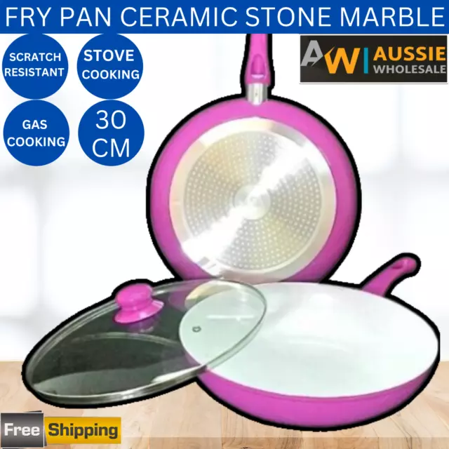 KASA Marble Stone Ceramic Coated Cookware Frypan Frying Pan Bakelite Handle 30cm