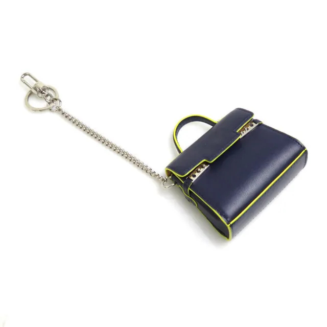 Auth DELVAUX Tempete Charm Key Ring Bag Charm Bordeaux/Gold - r9102f