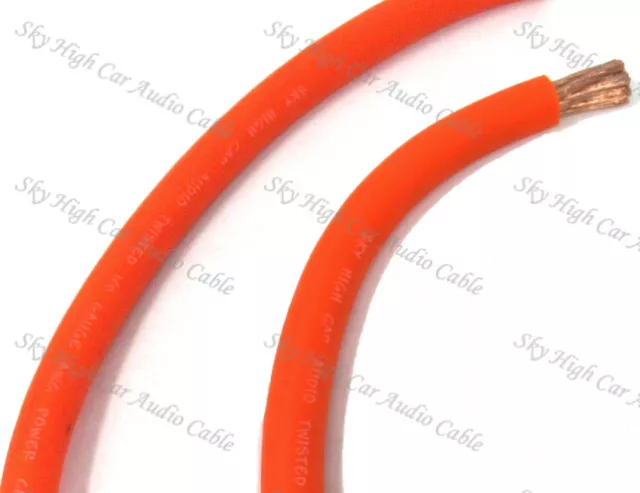 25 ft 1/0 Gauge Oversized AWG ORANGE Power Ground Wire Sky High Car Audio Cable