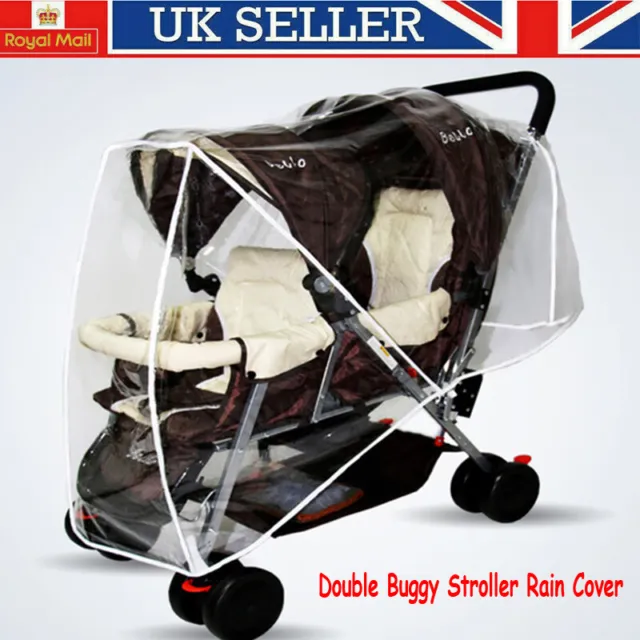 Cochecito universal doble buggy silla de cochecito a prueba de viento cubierta de plástico ProtectFH