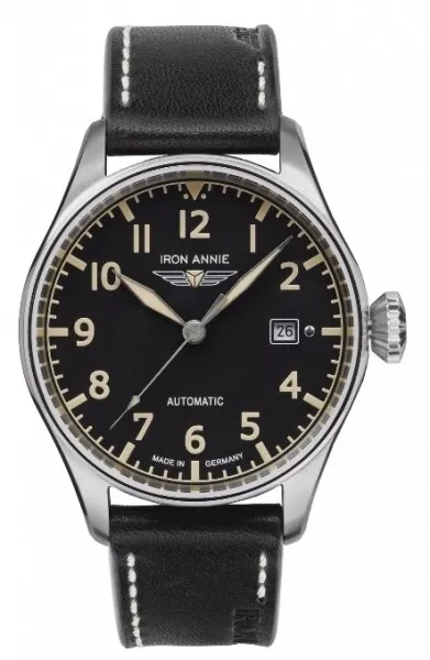 IRON ANNIE 5162-2 Flight Control Herren Uhr Edelstahl Leder Automatik