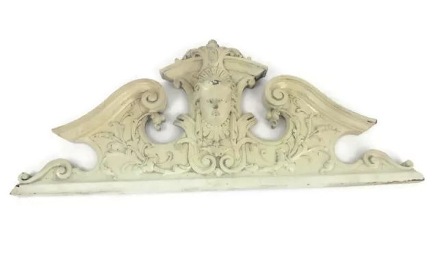 Carved Wooden Pediment Over door Architectural Antique Impressive  Angel Antique