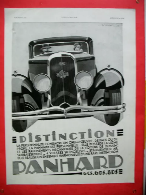 Publicite De Presse Panhard Automobile Distinction Illustration Kow Ad 1931
