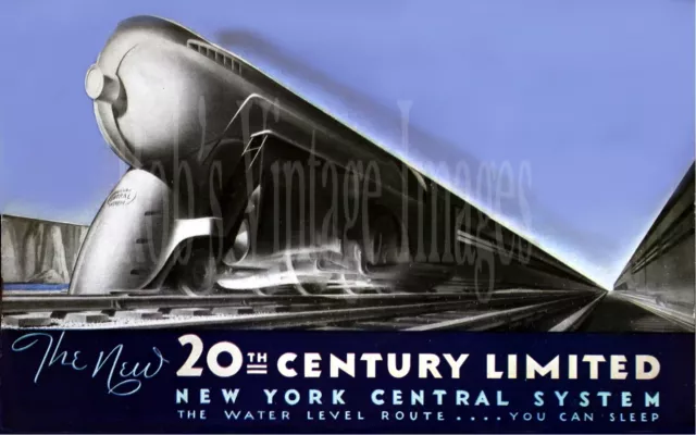 New York Central Train Poster Railroad 20th Century LTD #2 art deco print 1940 S