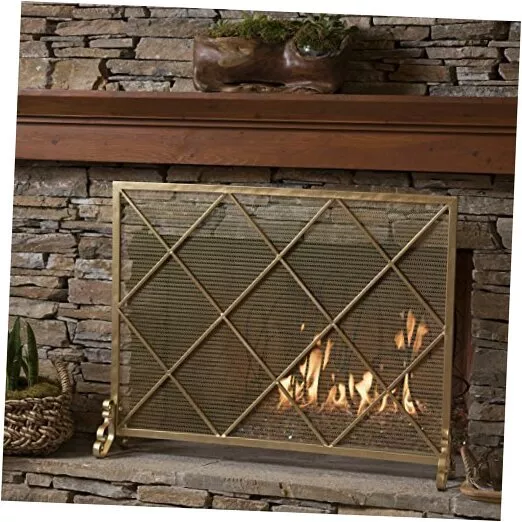 Christopher Knight Home Howell Single Panel Iron Fireplace Screen, Gold