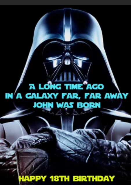 Personalised Star Wars Card Birthday Darth Vader A Long Time Ago Galaxy