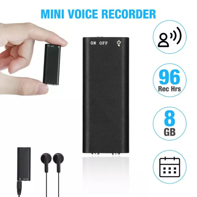 Mini Spy Audio Recorder Voice Activated Office Listening Device 96 Hours 8GB pf