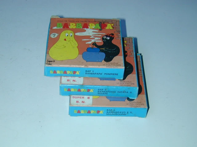 BARBAPAPA lot de 3 bobines 15 m film SUPER 8 mm gros trou cinéma ciné