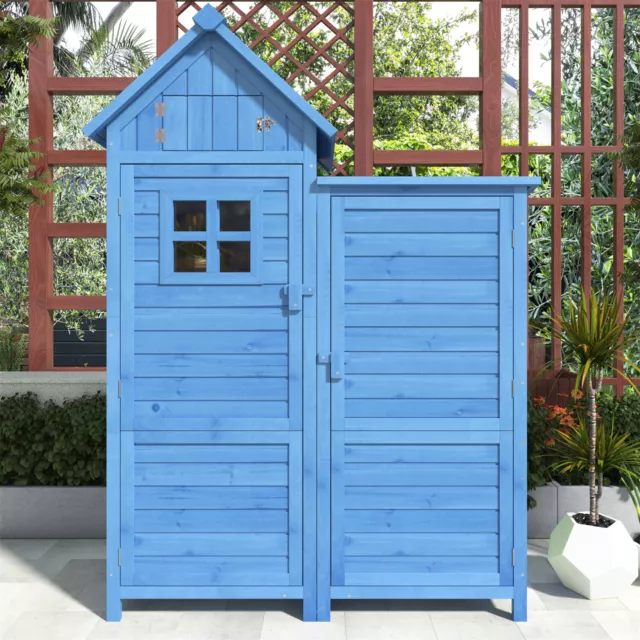 MERAX® Geräteschuppen Geräteschrank Gerätehaus Holz Schuppen Gartenschrank Blau