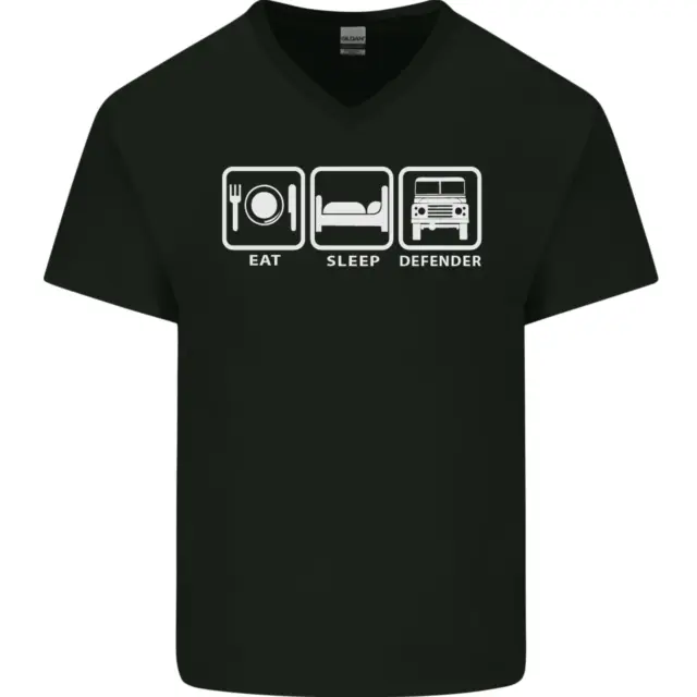 Eat Sleep 4X4 Off Road Roading Car Mens V-Neck Cotton T-Shirt