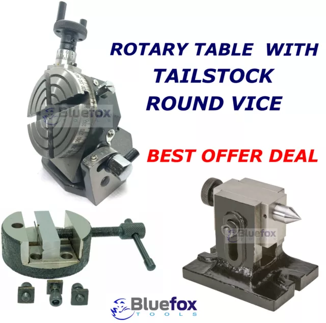 3" Inches/ 80 Mm Tilting Rotary Table With Round Vice & Suitable Tailstock