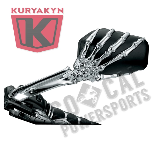 Kuryakyn Skeleton Hand Mirrors - Chrome Stem with Black Head - 1759