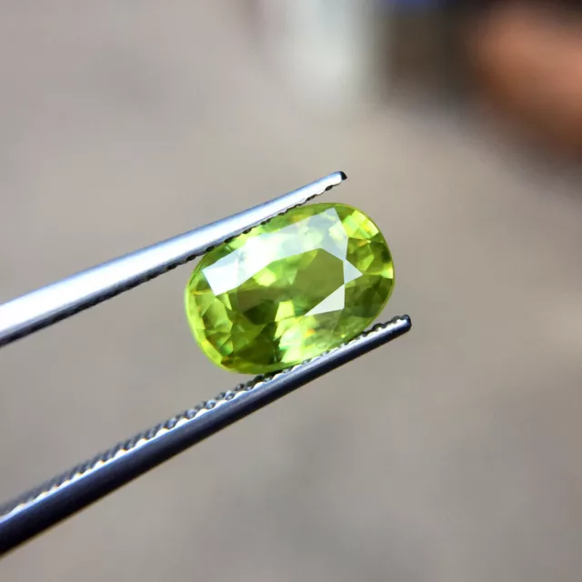 Certified GLC 2.02ct Natural Oval Untreated Green Sphene Madagascar