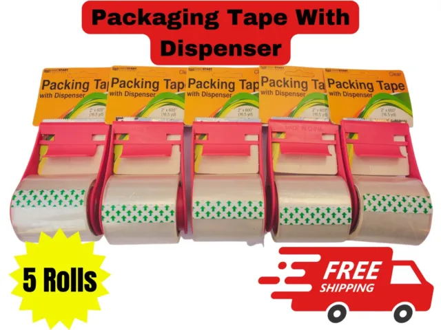 5 Rolls Shipping Packaging Tape With Dispensers Clear Packing Tape Shipping