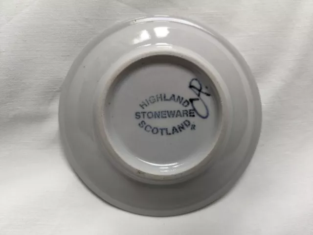 Small Highland Stoneware Pottery Trinket Dish Coastal Scene 10.5cm Diameter. 2