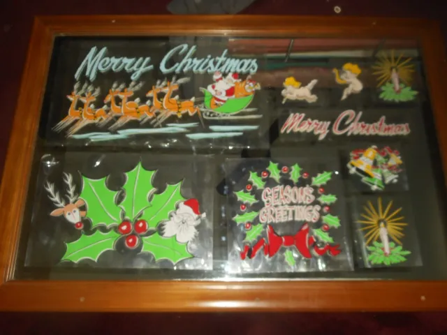 Vintage MAGIC MASTER CHRISTMAS WINDOW DISPLAY Kit JOSEPH STRUHL Co. 9 pcs VINYL