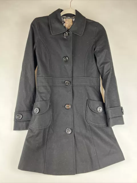 Tulle Black Jacket Pea Coat Long Wool Blend Anthropologie Womens Size S