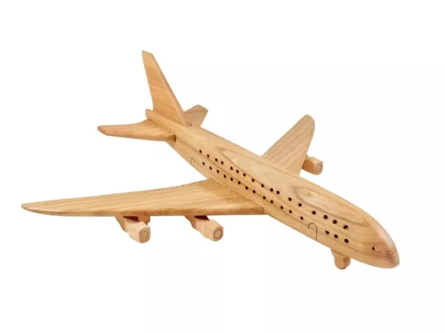 Wooden Airbus Plane - Kids Toy Handmade Solid Wooden 3D Model Decoration New