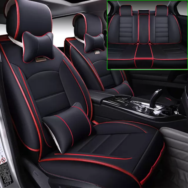 UNIVERSAL FULL SET Luxury 5 Seats PU Leather Front & Rear Car Seat ...
