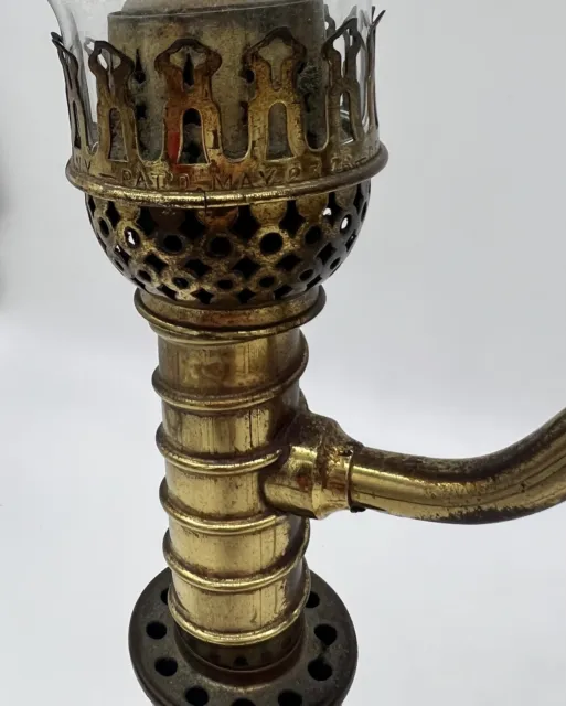 Antique 1877 Manhattan Brass Co. Single Burner Student Lamp- Not Electrified 3