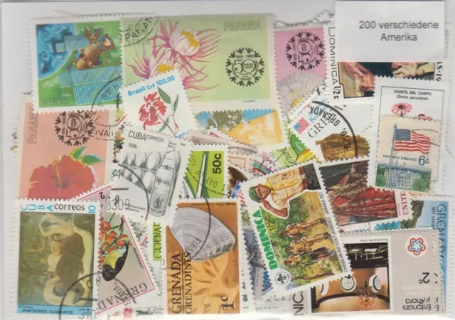 200 verschiedene Briefmarken Amerika ,Südamerika ,Mittelamerika ,Nordamerika