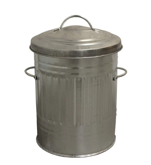 30L LITRE GALVANISED Metal Bin Rubbish Waste Dustbin Animal Feed
