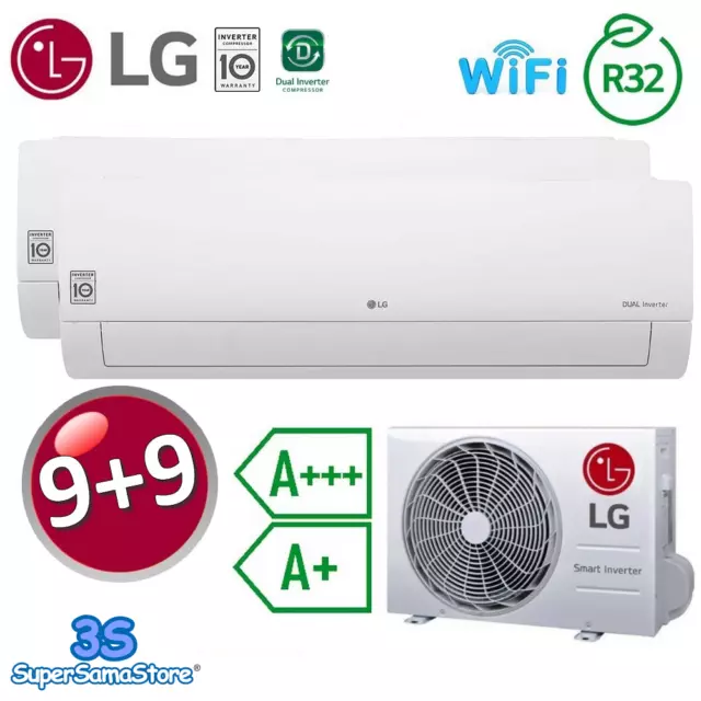 3S Climatiseur 9000+9000 Dual Split Lg Libero Smart Wifi Thinq Dualcool A+++/A+