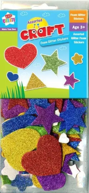 Niños Espuma Purpurina Corazón Estrella Formas Adhesivos Arte Manualidades Auto