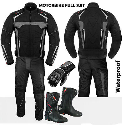 Tuta Moto Motocicletta Racing Stivali in Pelle Guanti Giacca Impermeabile Pantaloni