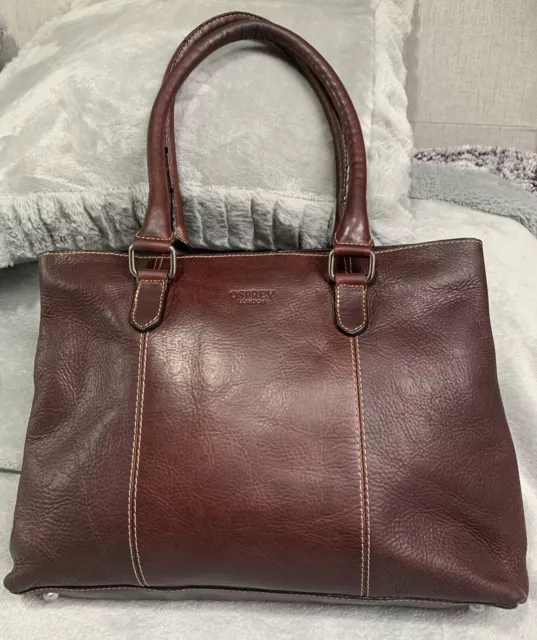 PRE LOVED OSPREY large Leather Chestnut Top Handle Bag. Good