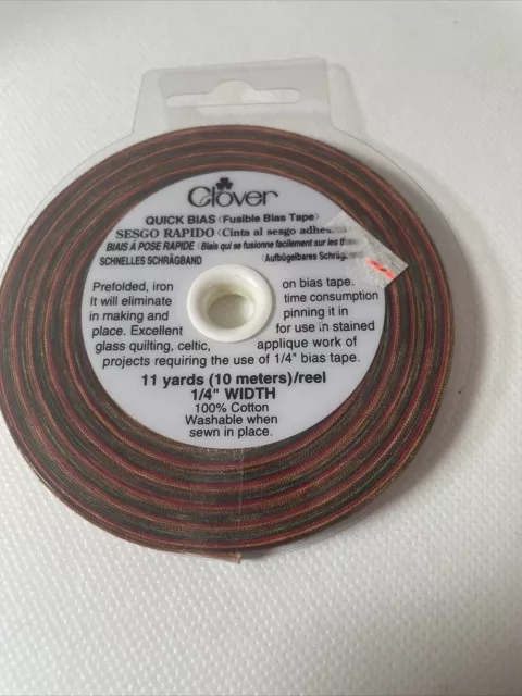 Cinta de sesgo fusible de trébol, 1/4 de pulgada de ancho por 11 yardas tono tierra marrón