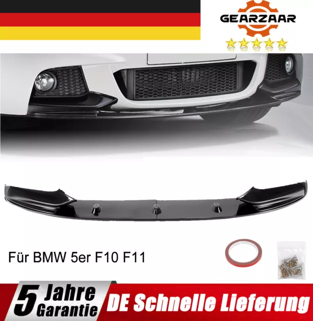 Front Spoiler Ansatz Lippe Stoßstange Performance Look schawarz glänzend  passend für F10 F11 mit ABE passend für BMW 5er F10 Limo 01/10-06/13 + F11  Touring 04/10